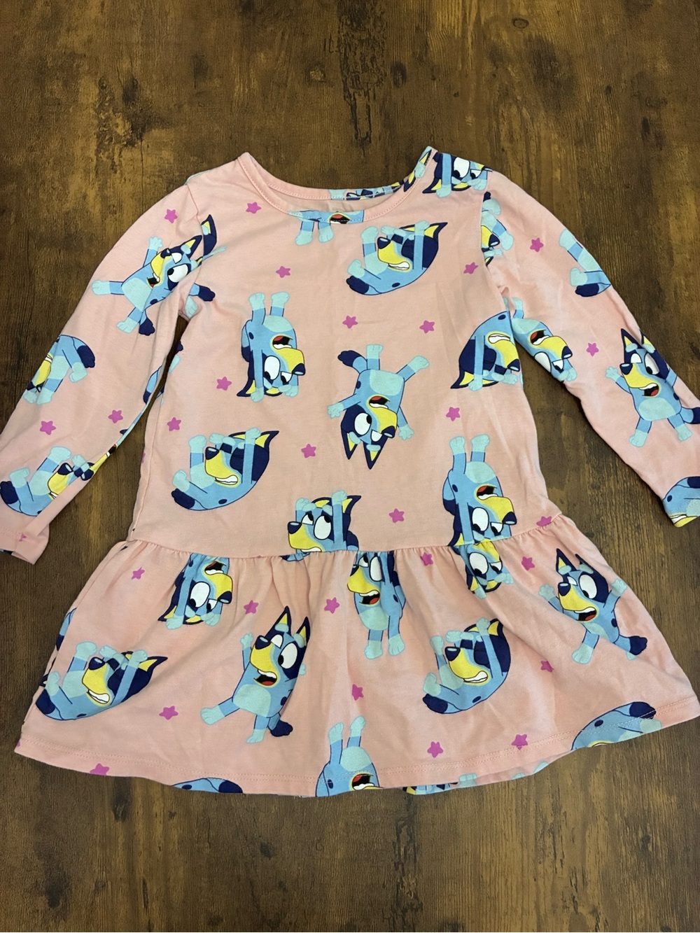 Girl’s 3T Bluey Print Long-Sleeve Dress